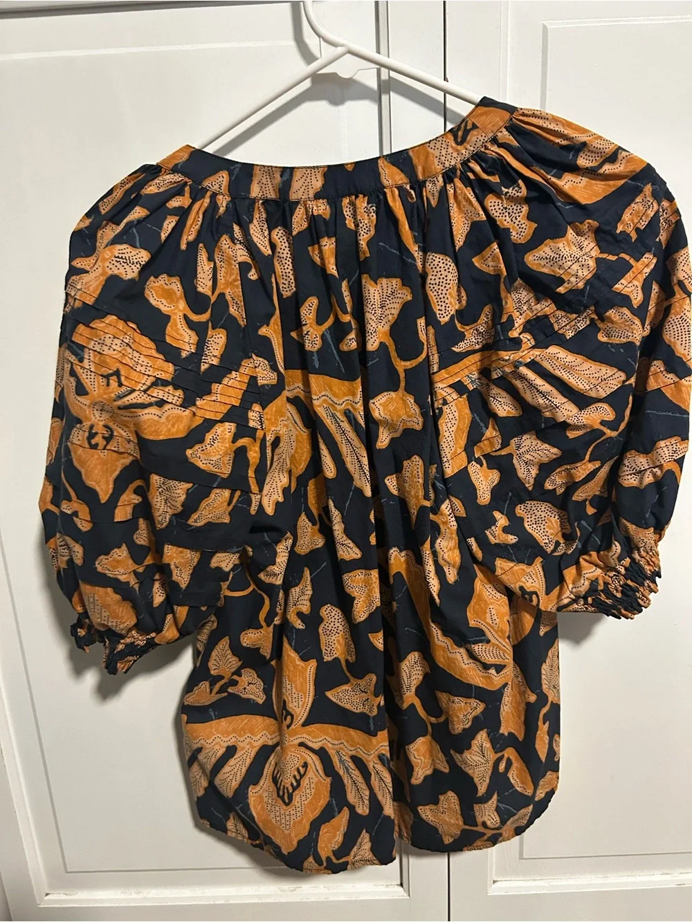 Ulla Johnson Black and Mustard Floral Peasant Blouse